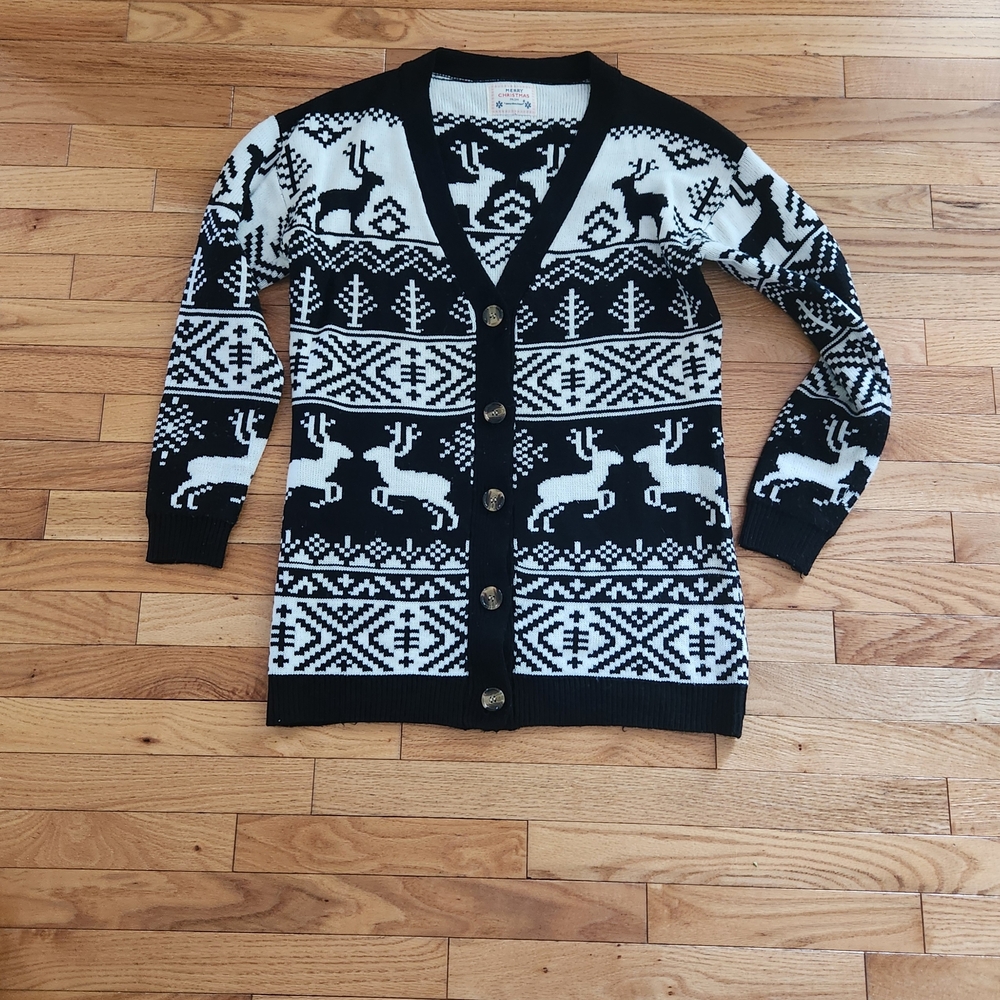Daisys Boutique Black and White Nordic Cardigan Sweater